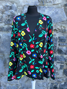 Floral black wrap top uk 14