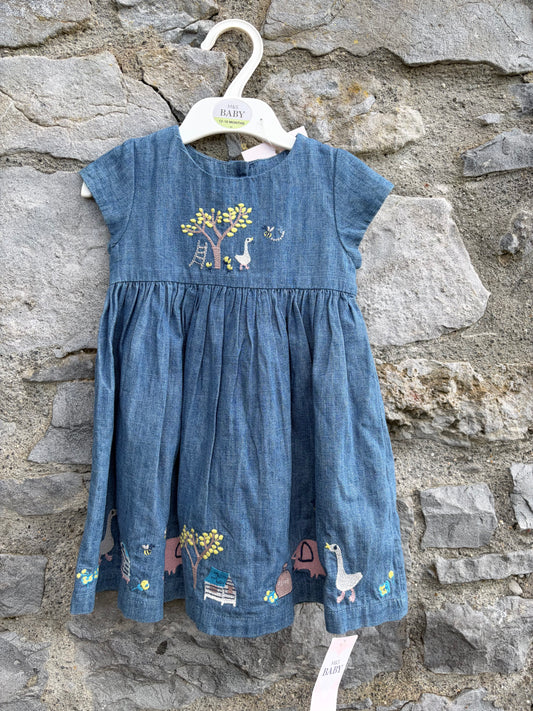 Farm animals denim dress&tights  12-18m (80-86cm)