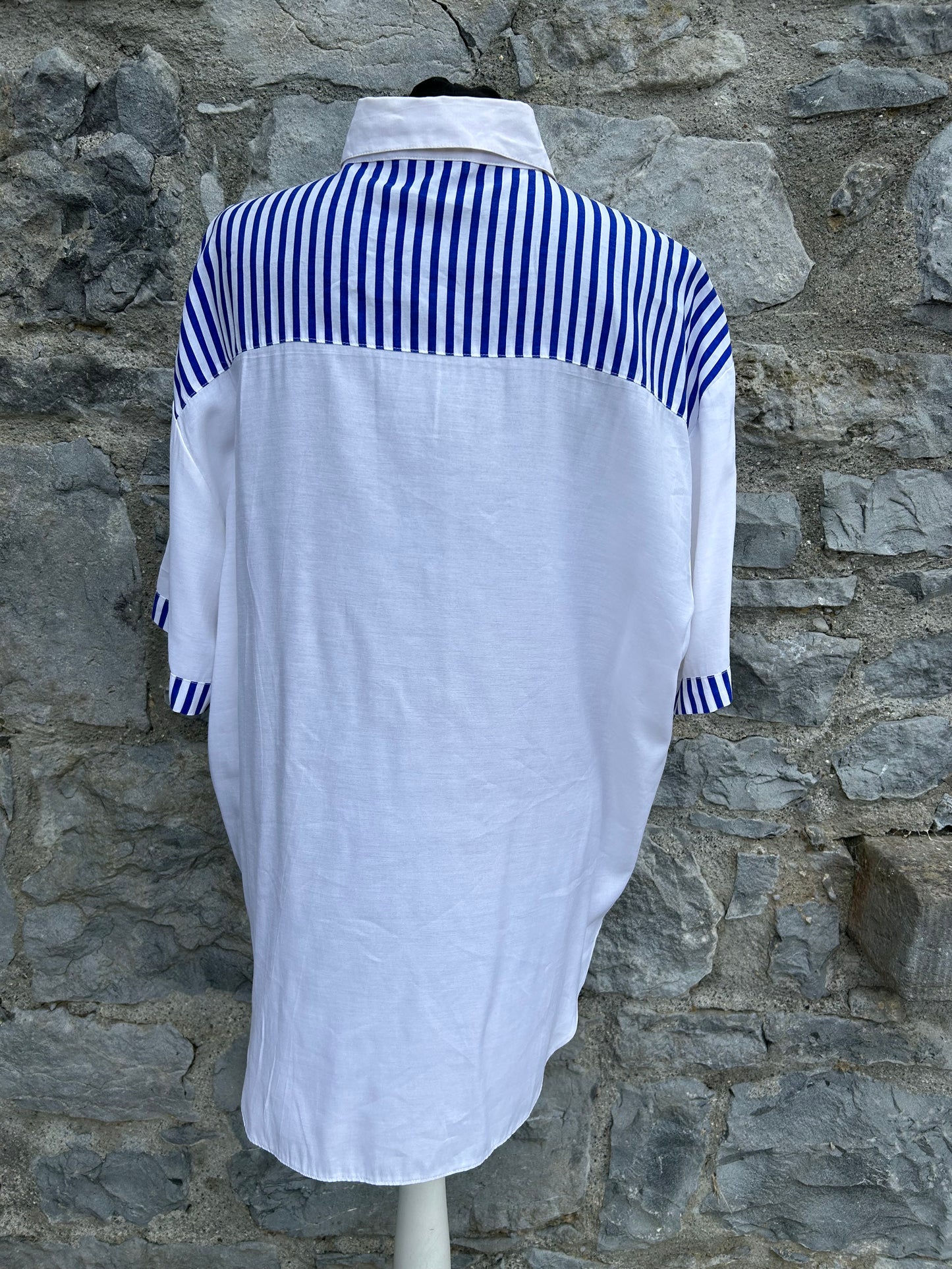90s white stripy shirt Large