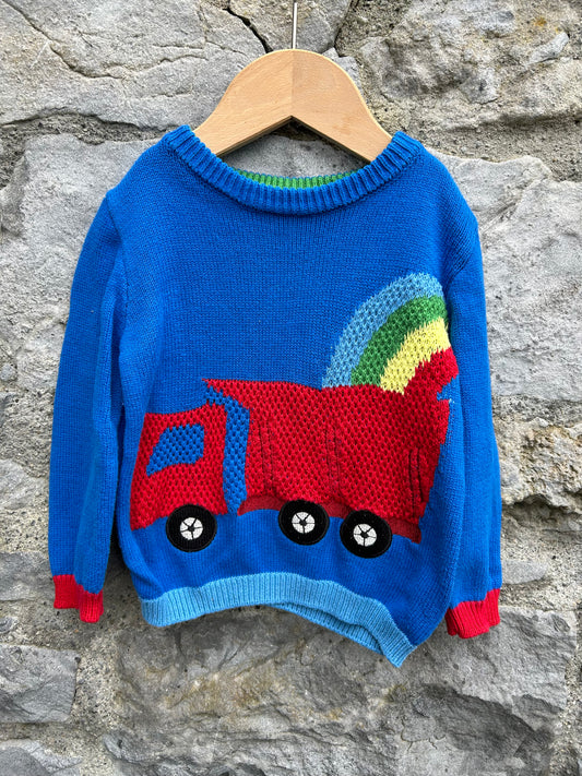 Rainbow truck blue jumper  18-24m (86-92cm)