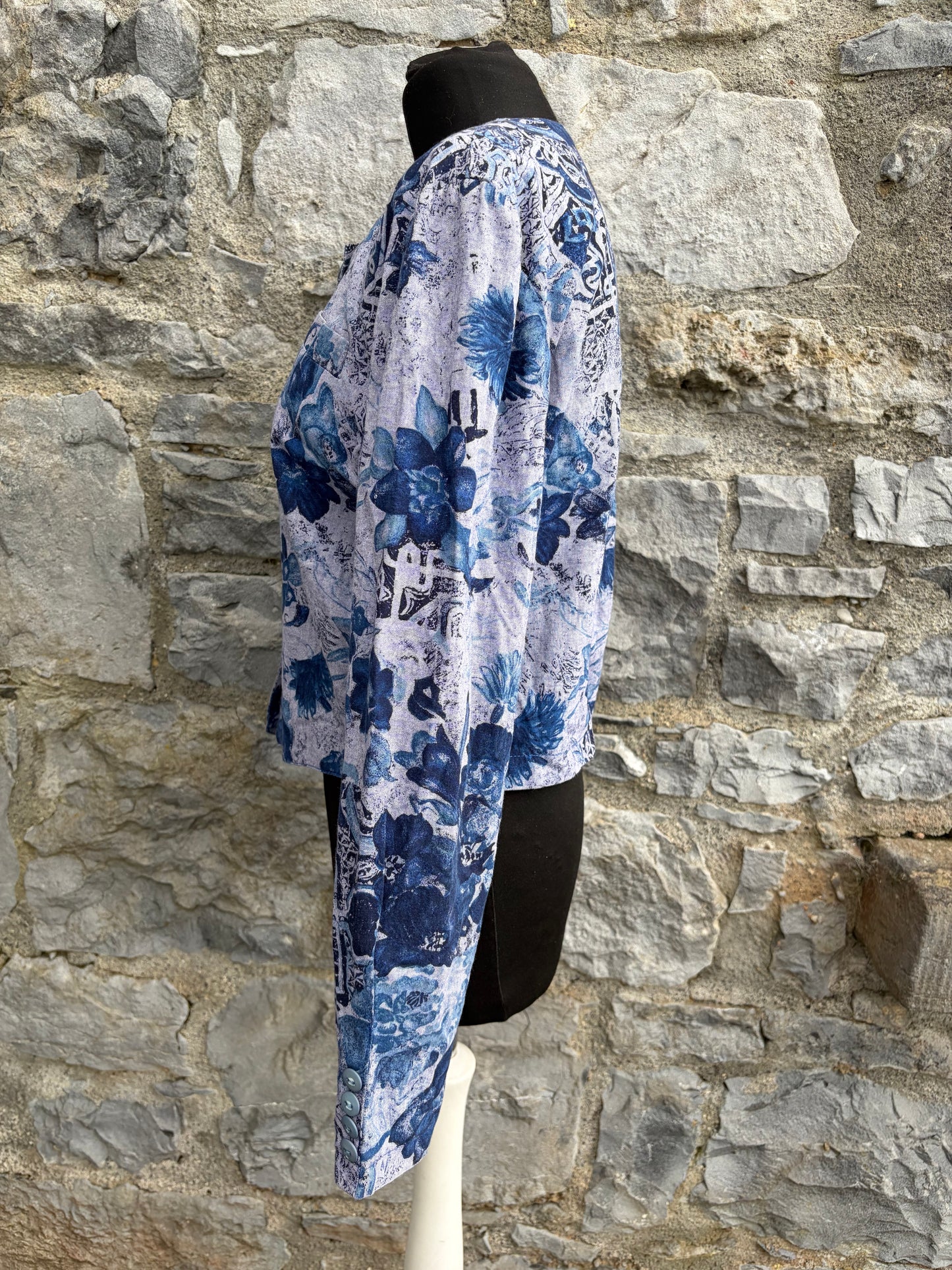 80s blue flowers jacket uk 10