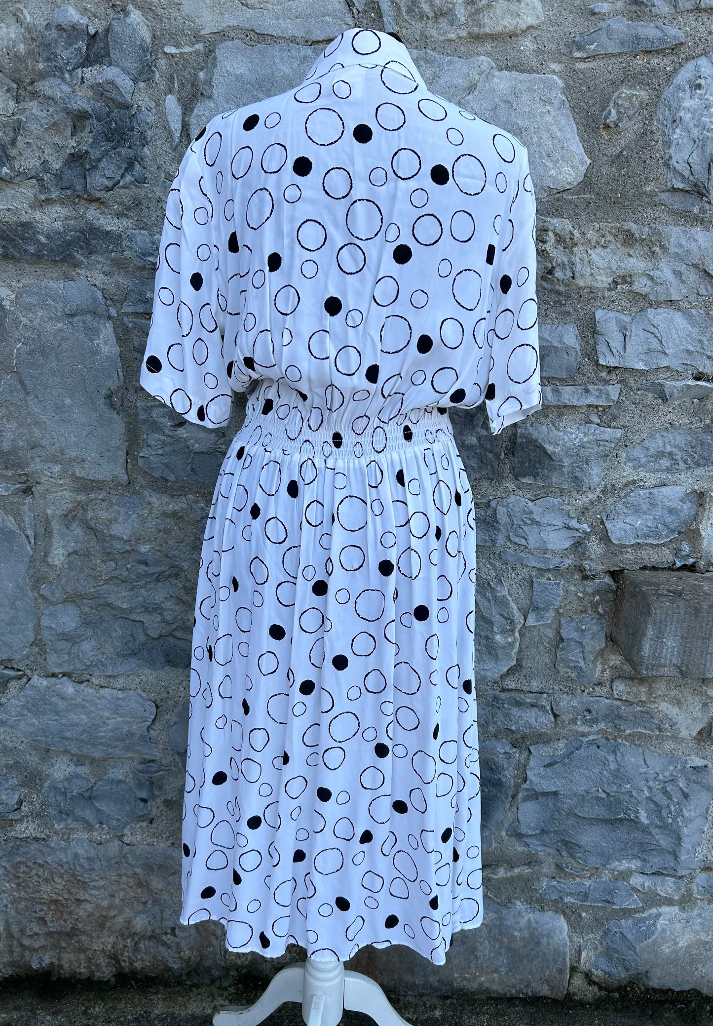 80s Black&white circles dress uk 12