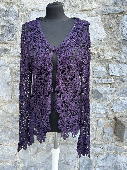 Y2K purple crochet cardigan uk 12-14