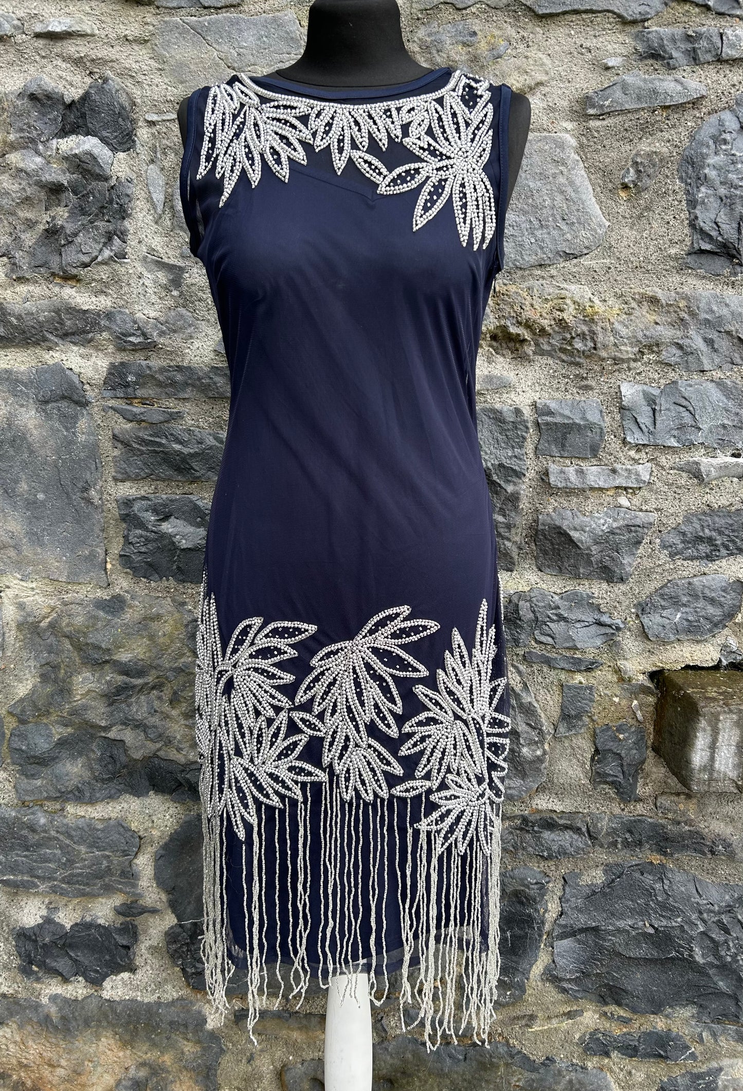 Embroidered sequins navy dress uk 8-10