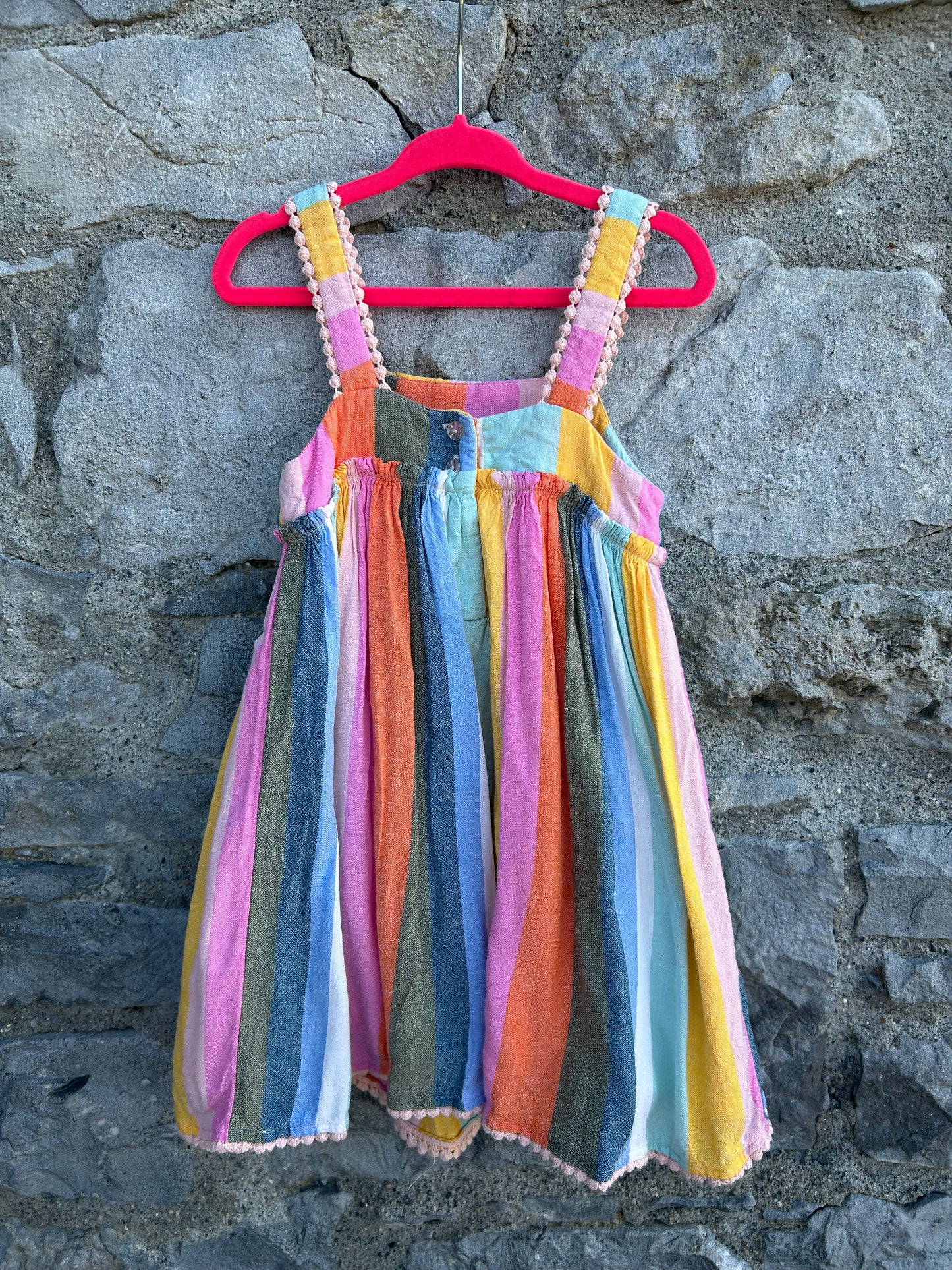 Rainbow stripes summer dress 2-3y (92-98cm)