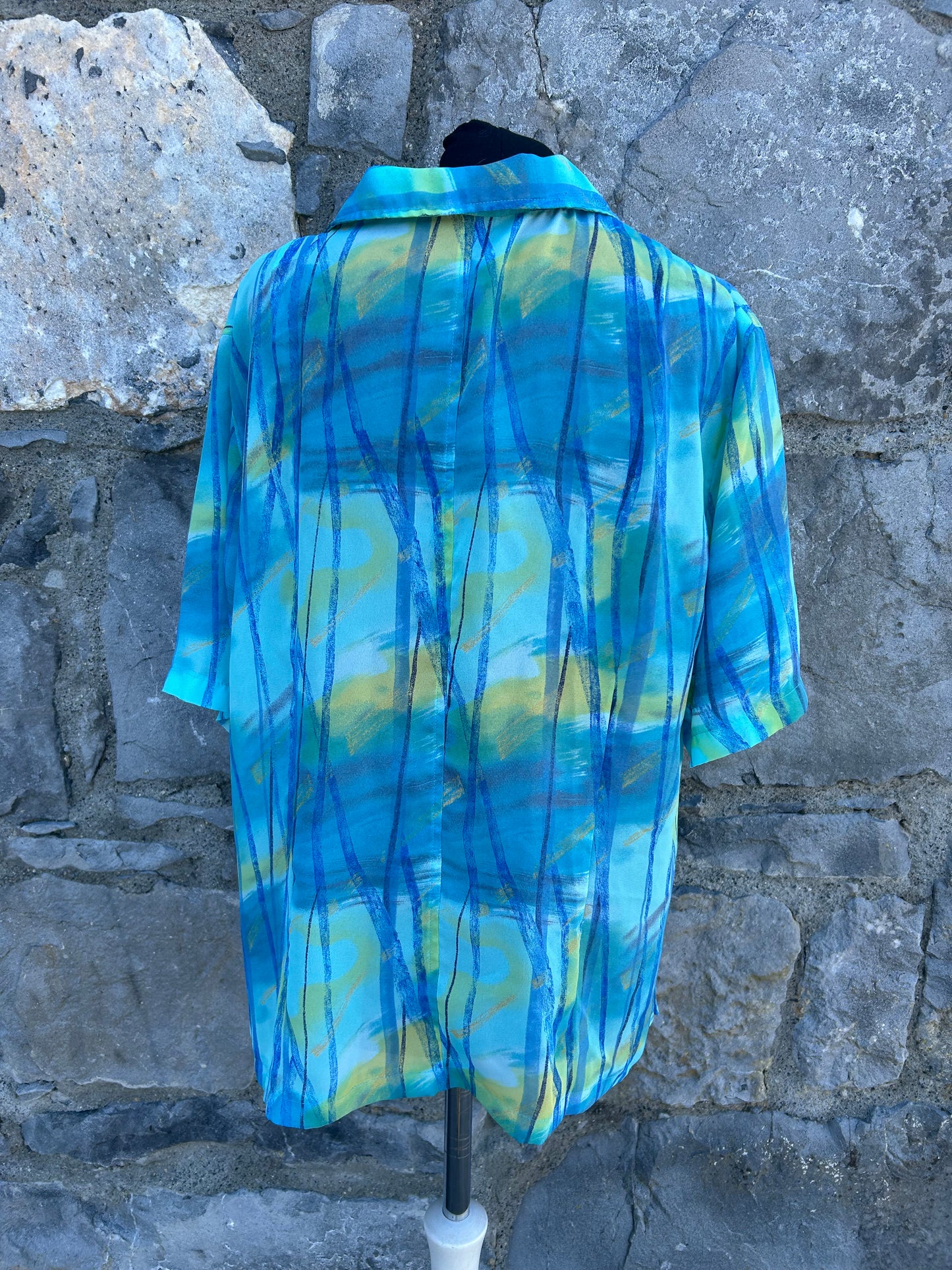 80s abstract blue shirt uk 14-16