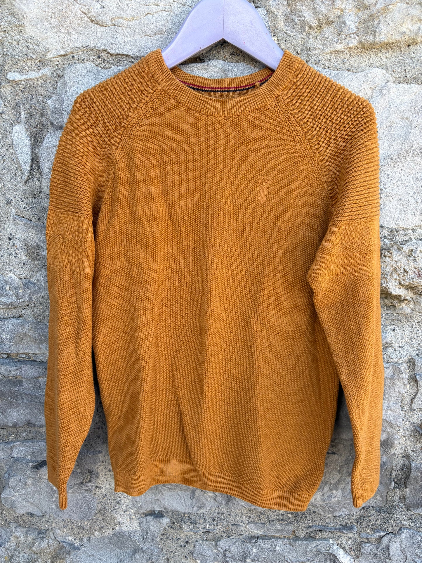 Ochre Textured Crew Jumper  8-9y (128-134cm)