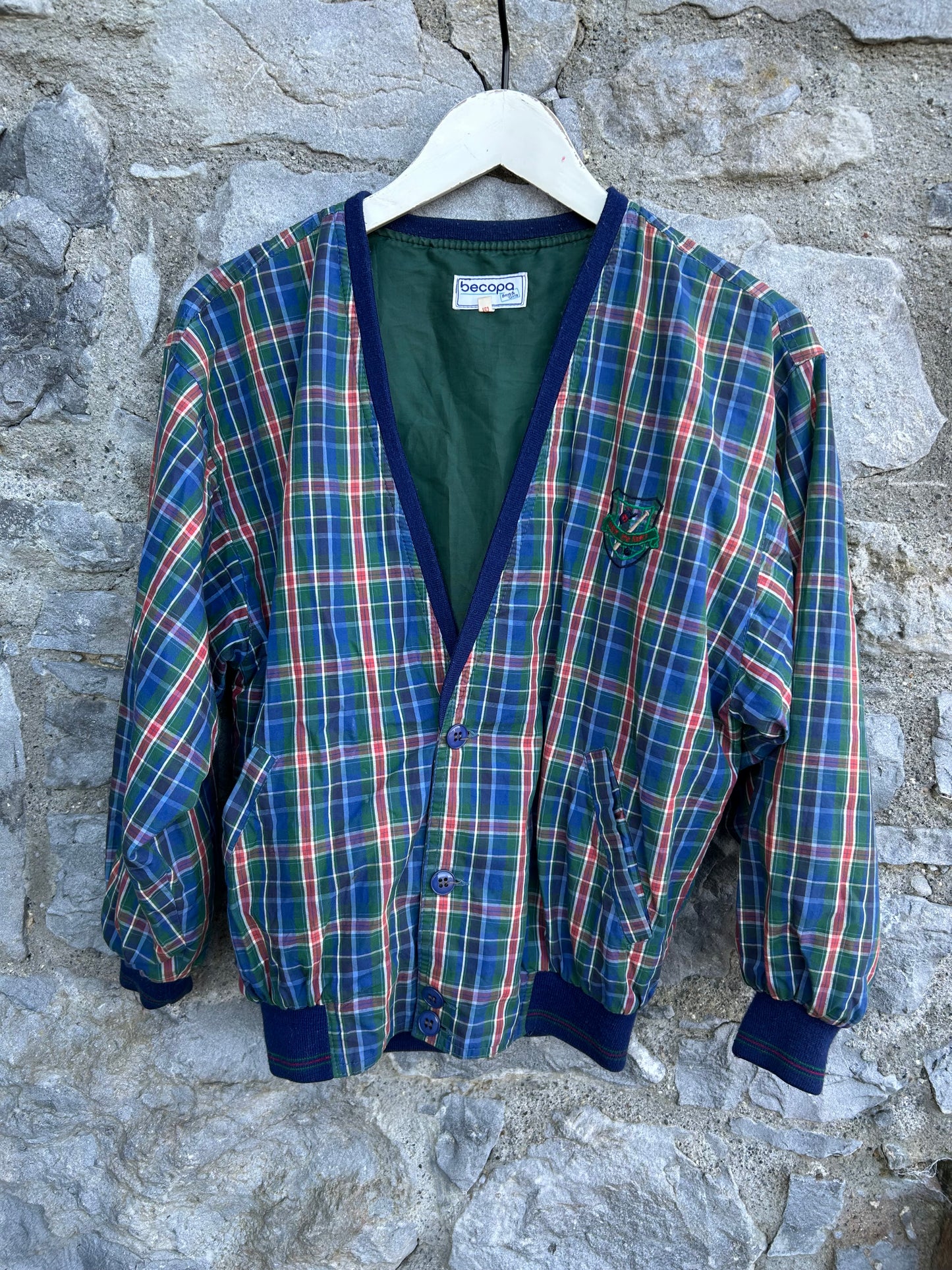 80s Blue&red check bomber jacket 12y (152cm)
