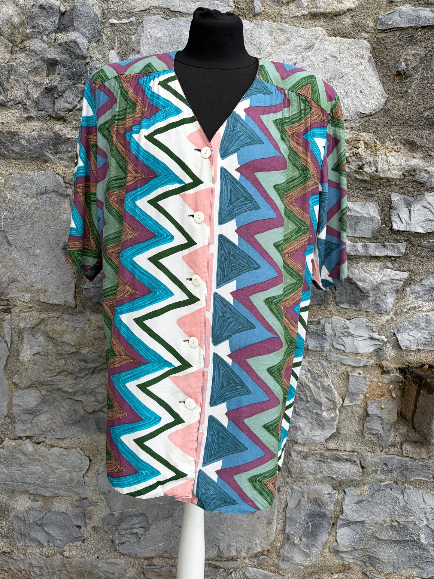 80s colourful chevron shirt uk 14