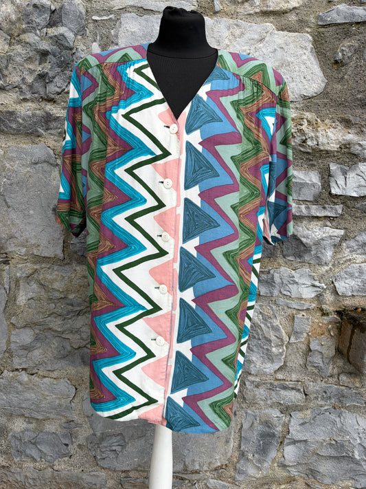 80s colourful chevron shirt uk 14