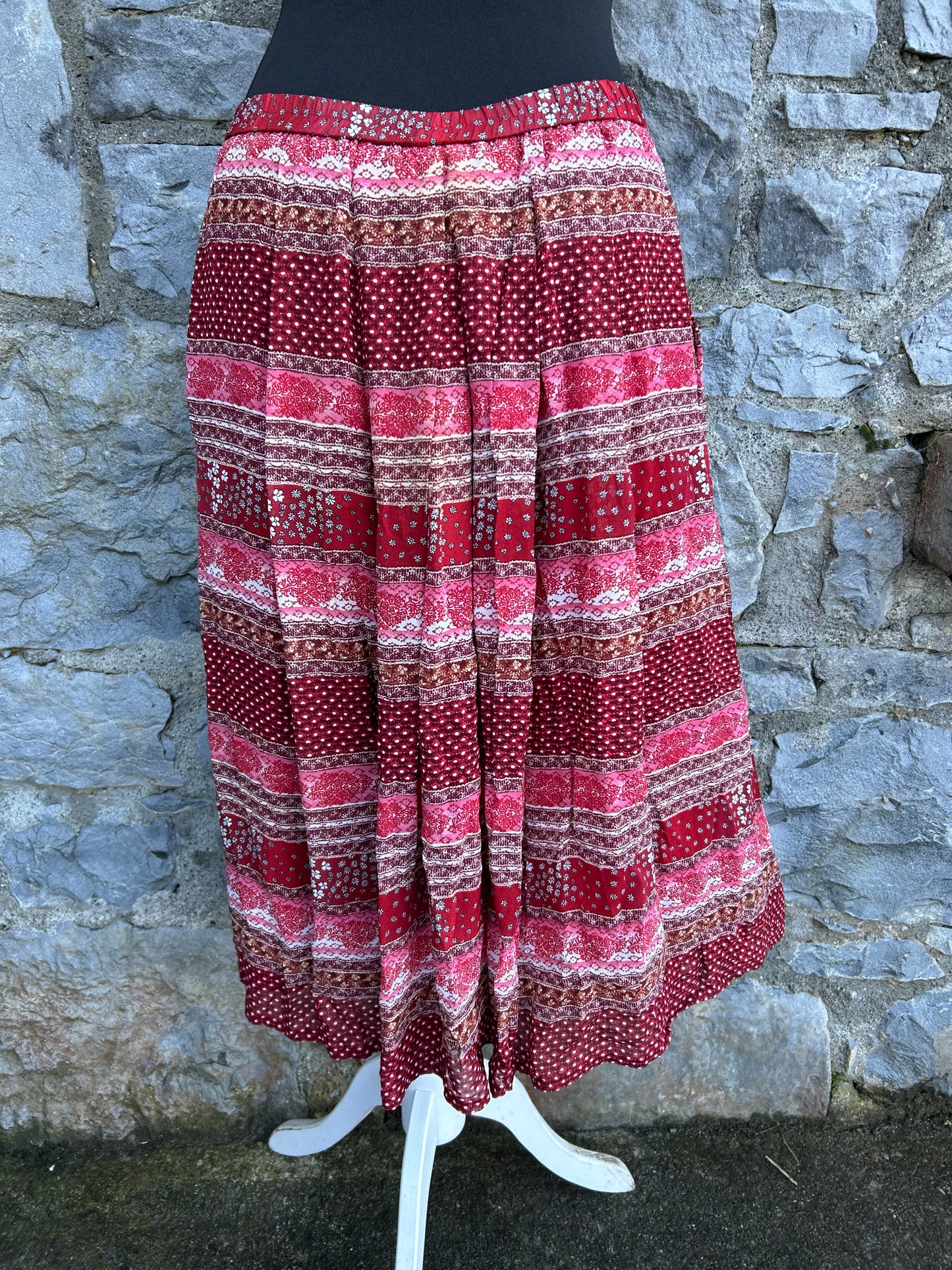 90s panel pink&brown skirt uk 12-14