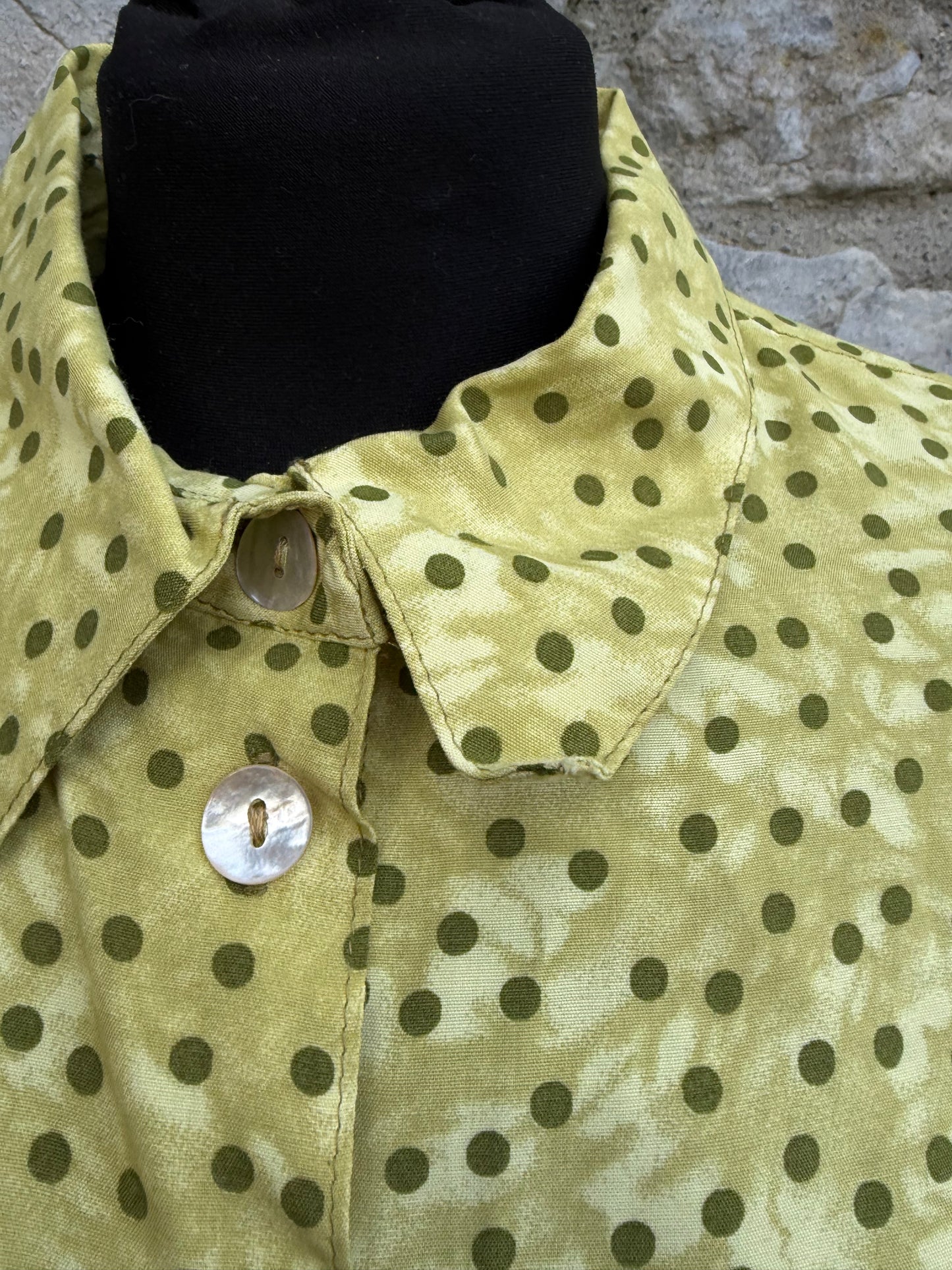 90s polka dots green blouse  uk 14