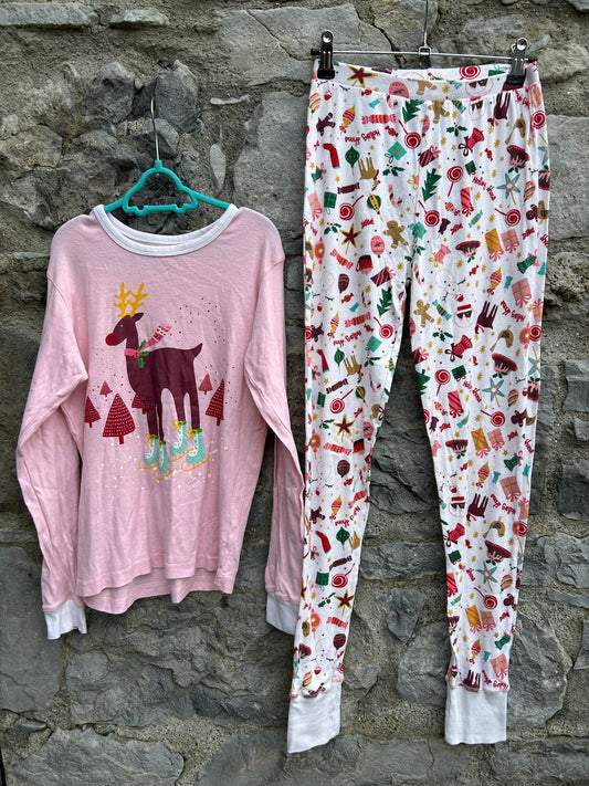 Reindeer pink pjs  11-12y (146-152cm)