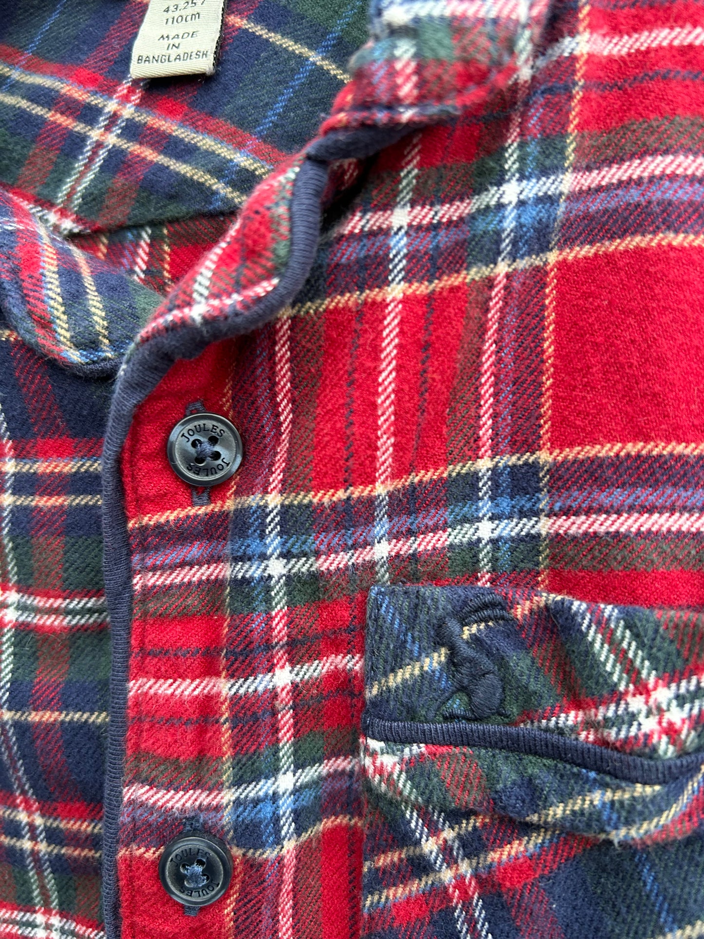 Red&navy check patchwork shirt  4y (104cm)