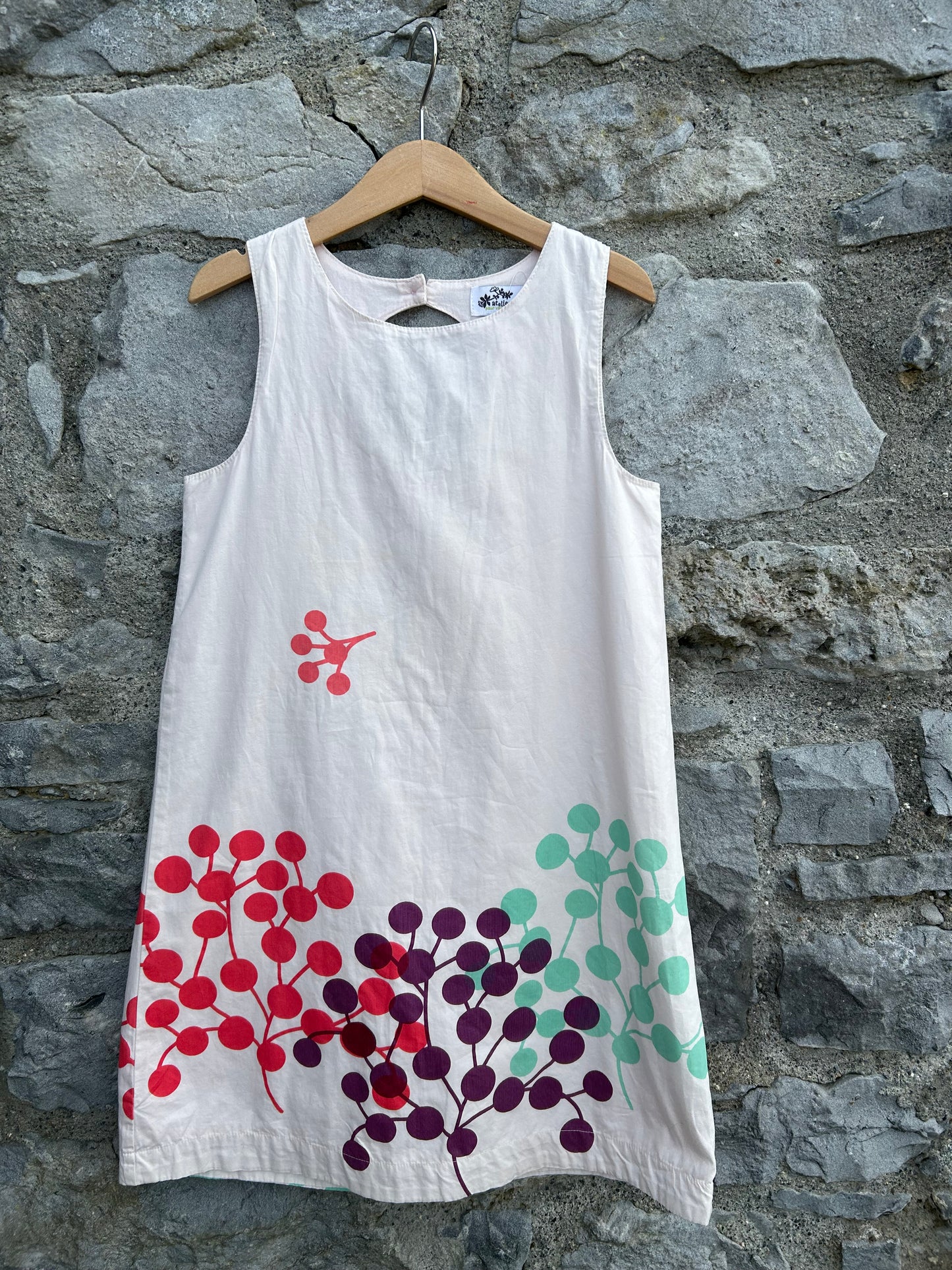 Colourful berries ivory dress  7-8y (122-128cm)
