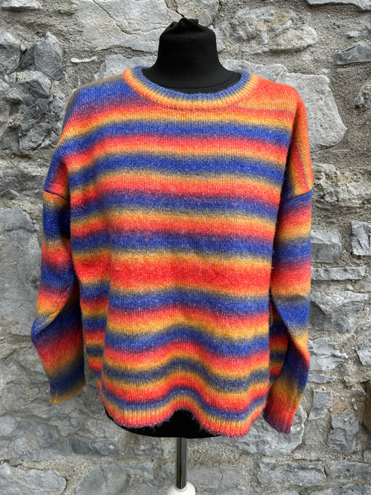 Blue&orange stripy woolly jumper uk 14
