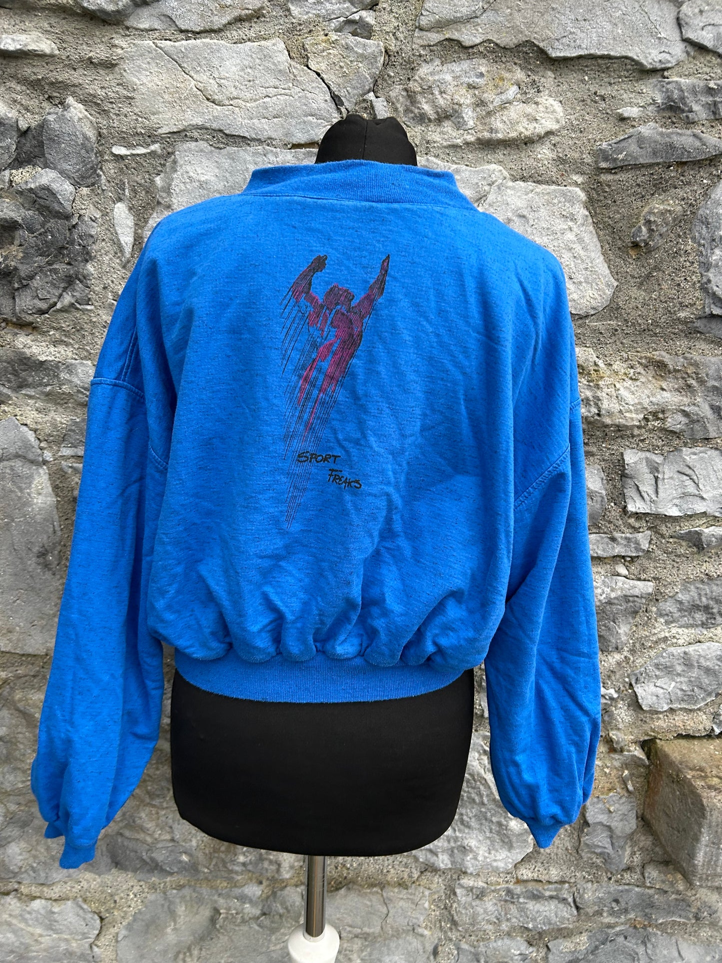 80s rainbow&blue reversible bomber jacket uk 12