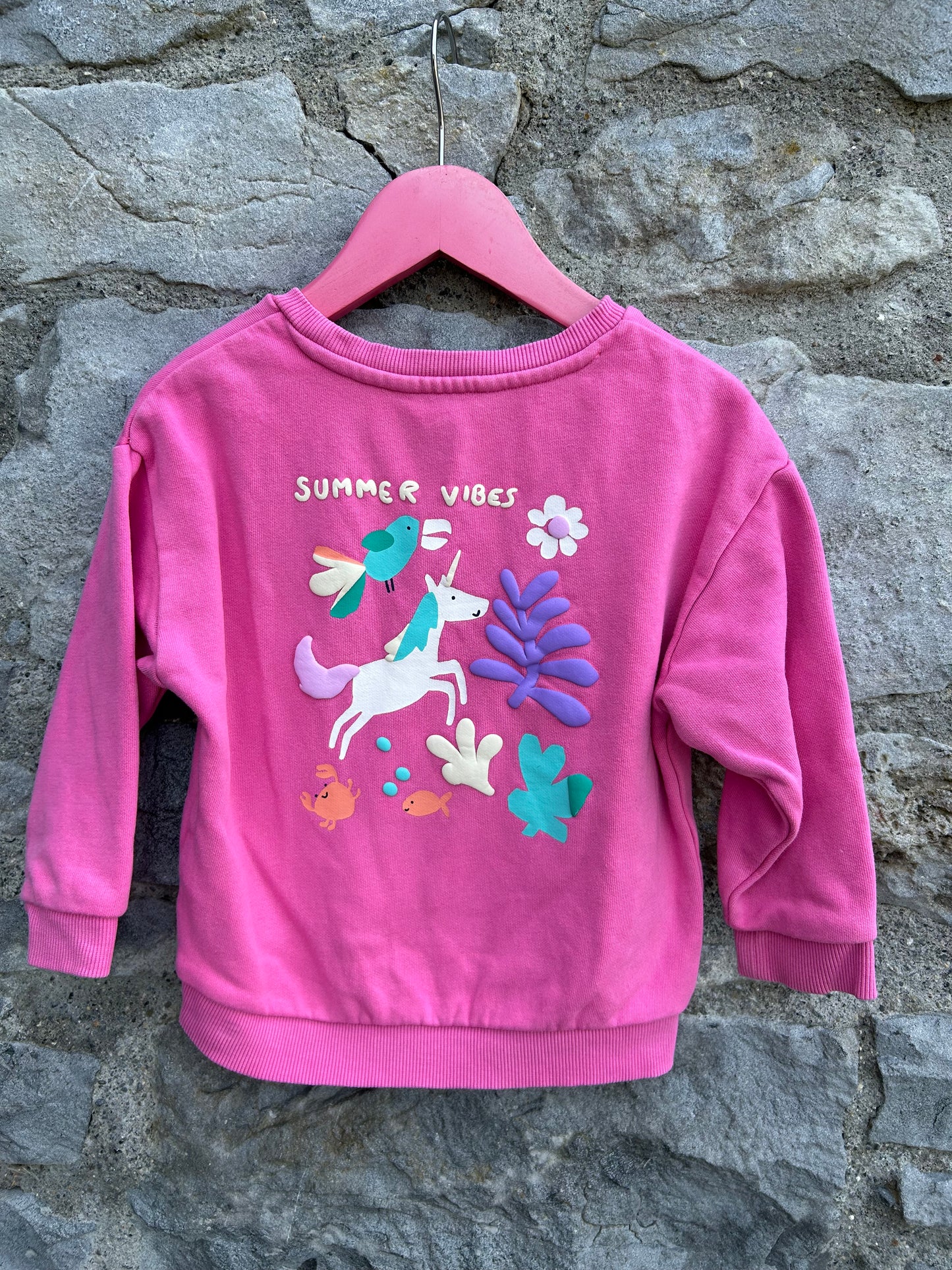 Summer vibes pink sweatshirt  2-3y (92-98cm)