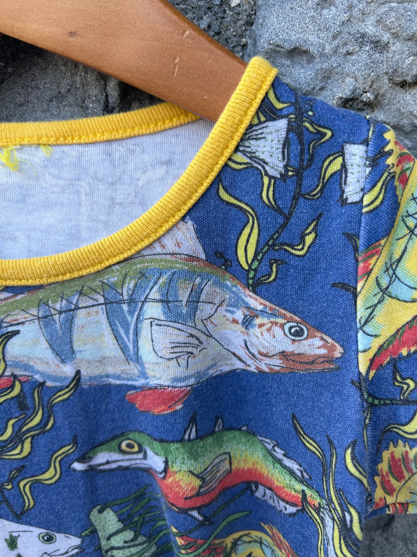 Fish blue dress  3y (98cm)