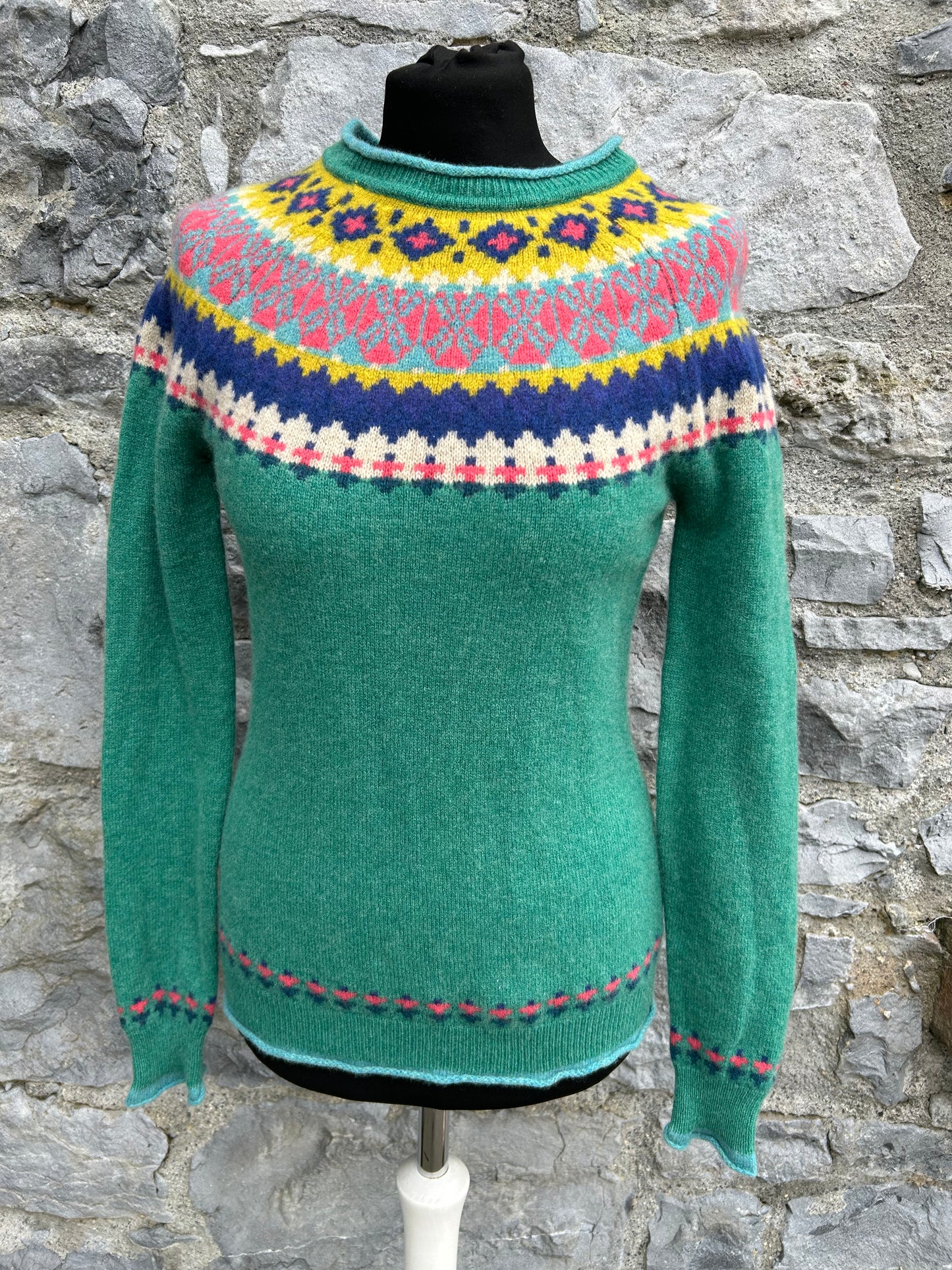 Green Fair Isle style jumper uk 8