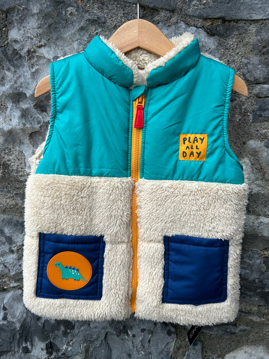 Play all day Beige&teal gilet  3-4y (98-104cm)