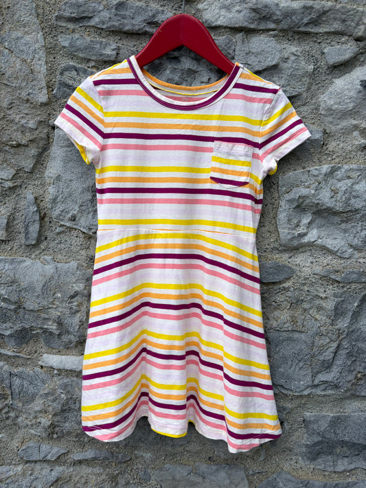 Pink&yellow stripy dress  6-7y (116-122cm)