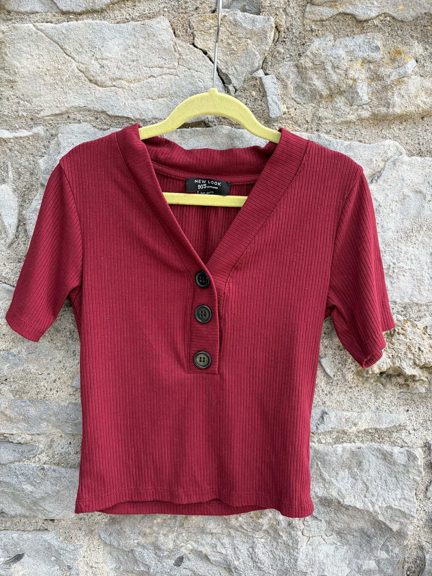 Maroon ribbed top 10-11y (140-146cm)