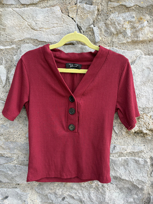 Maroon ribbed top 10-11y (140-146cm)