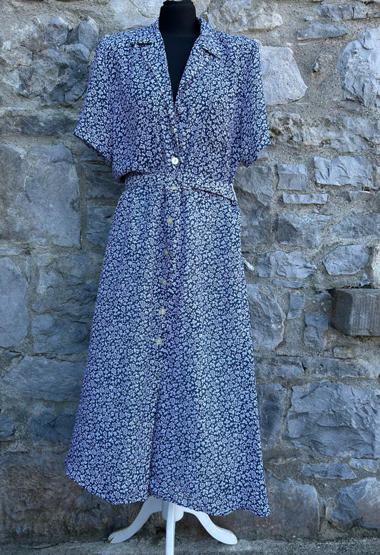 90s navy floral dress uk 12-14