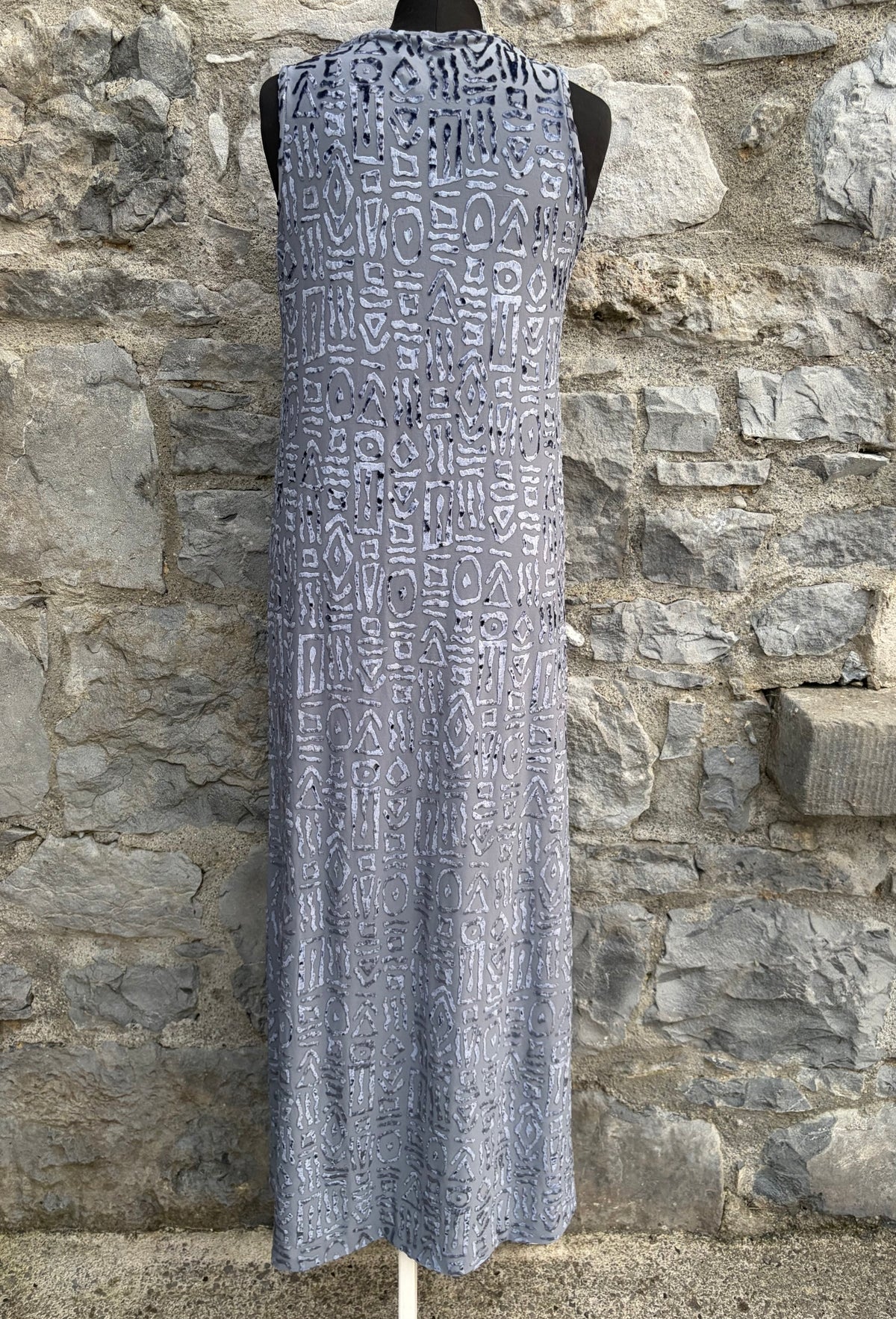 90s grey geometric dress uk 12