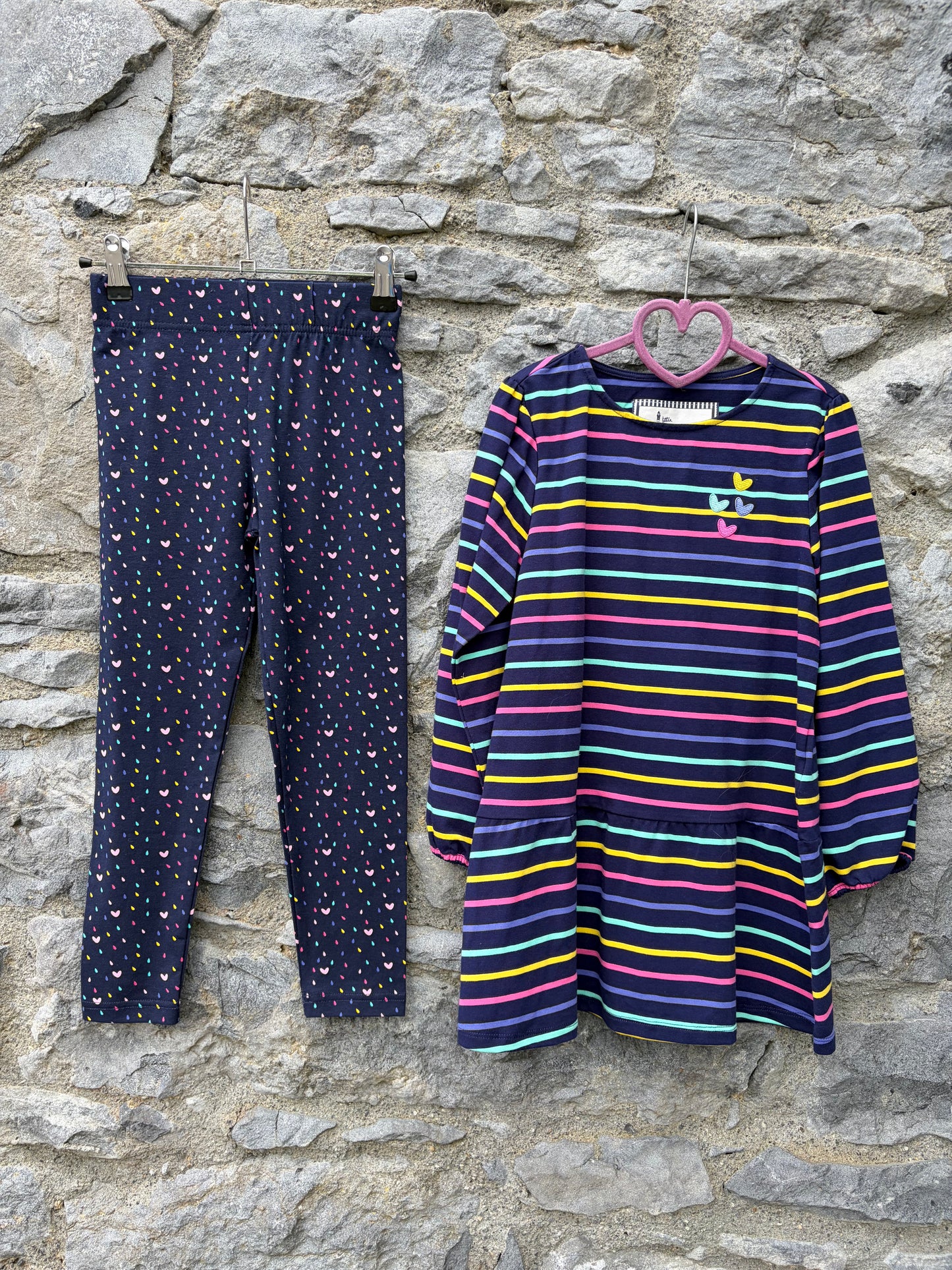 Hearts&stripes navy tunic&leggings 7-8y (122-128cm)