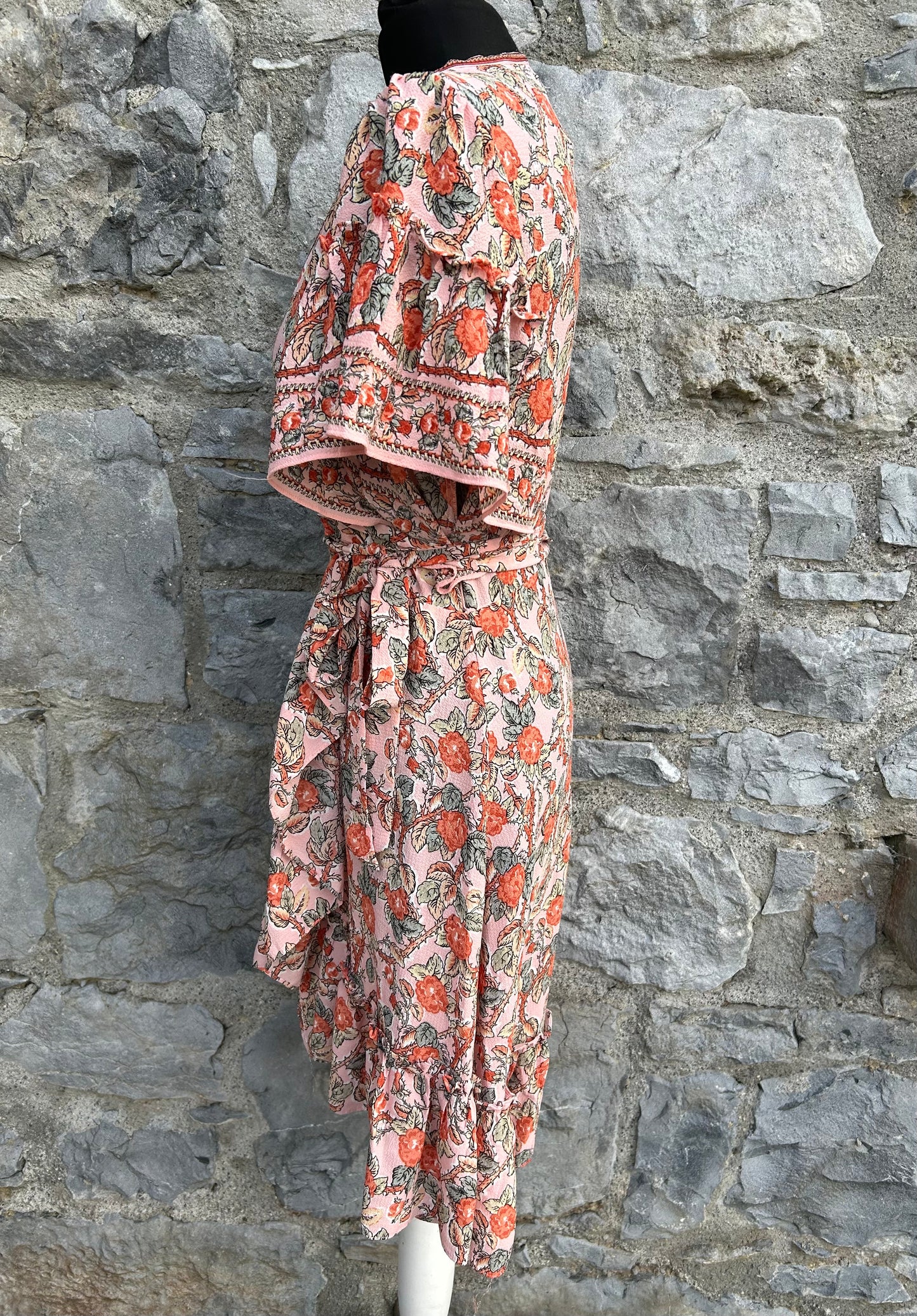 Floral peach wrap dress uk 6-8