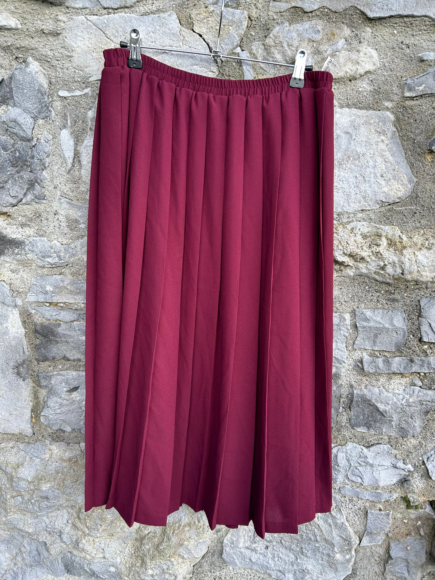 90s maroon pleated skirt uk 14-16