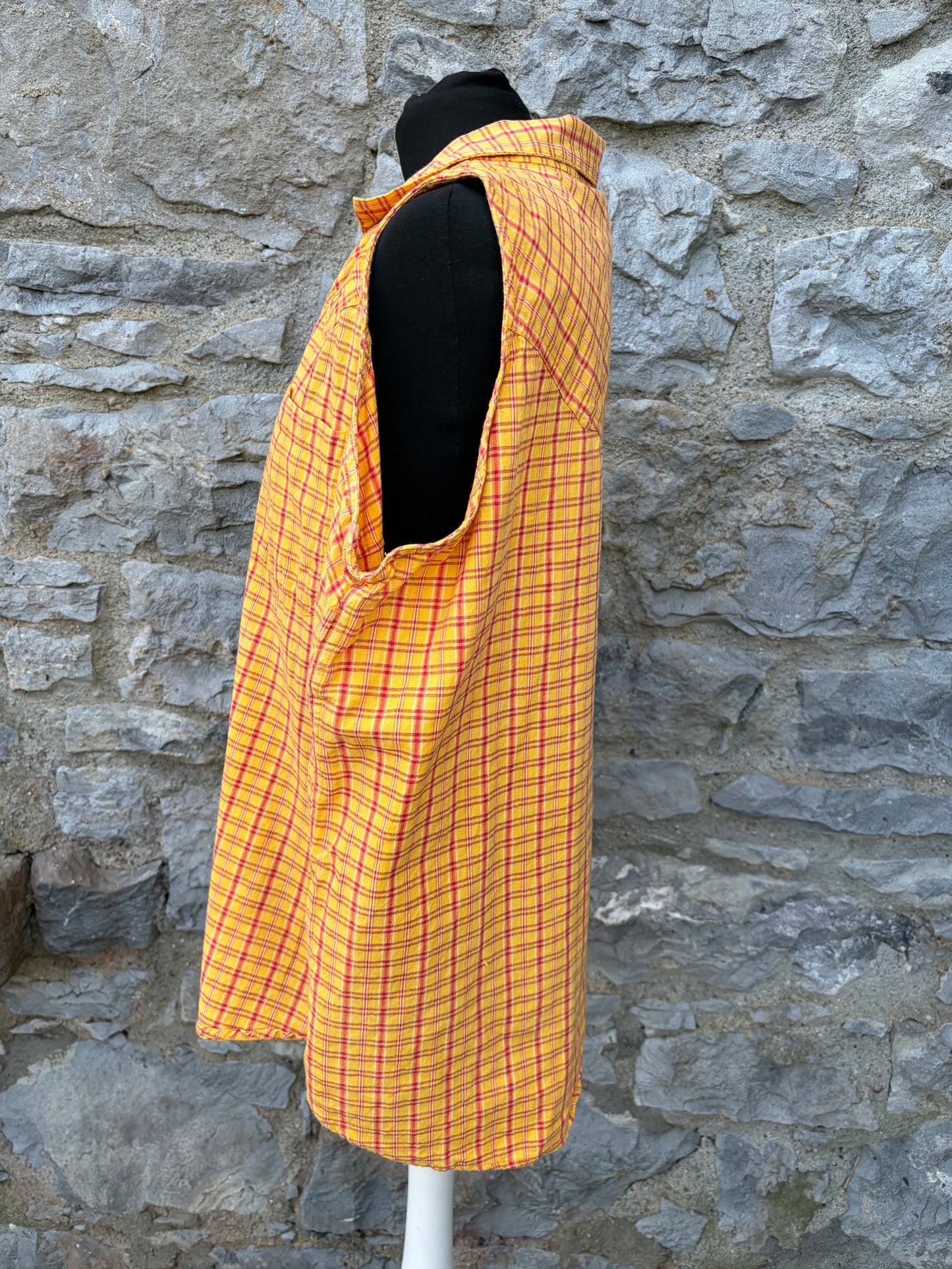 90s orange check sleeveless shirt uk 18-20