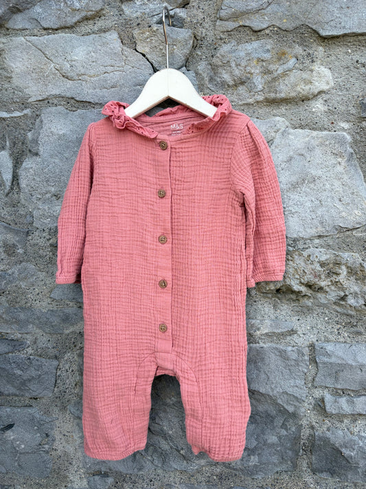 Coral muslin onesie  6-9m (68-74cm)