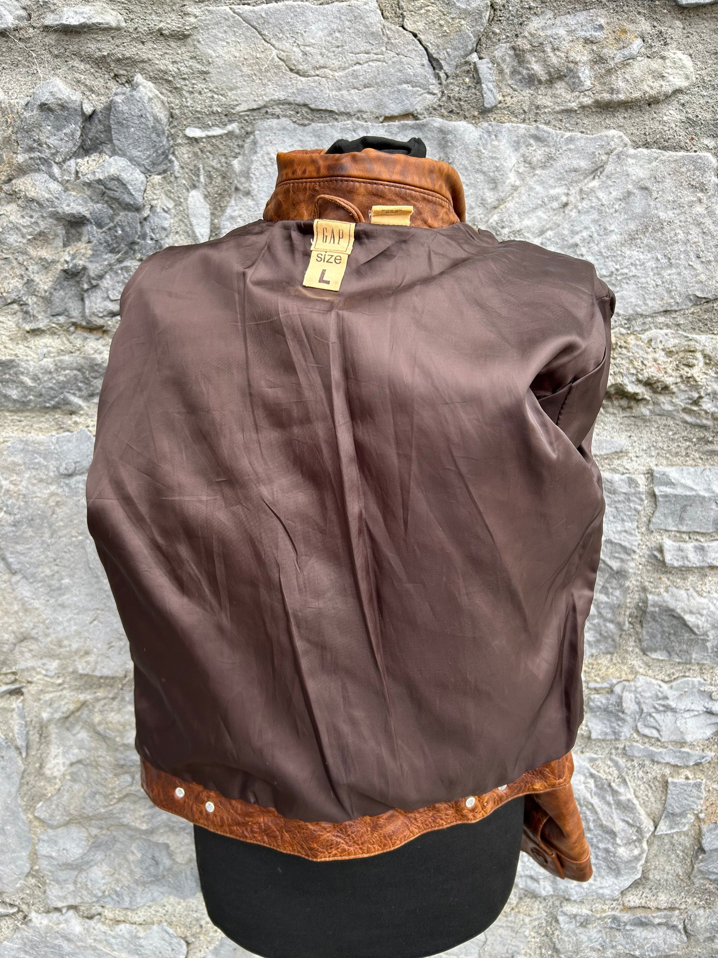 90s brown leather jacket uk 6-8