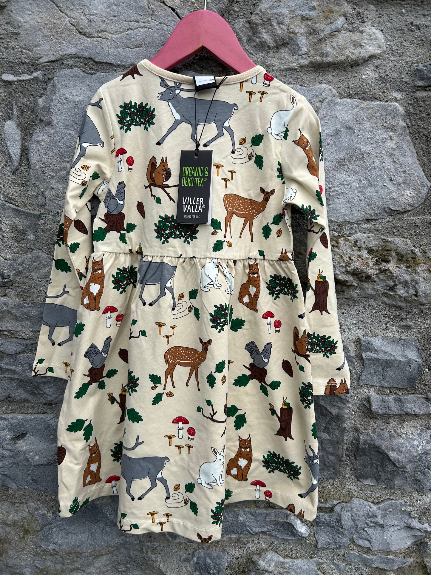 Forest Print beige dress  6y (116cm)