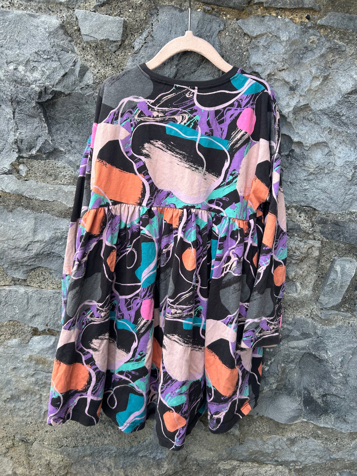 Colourful marble black dress  6-7y (116-122cm)