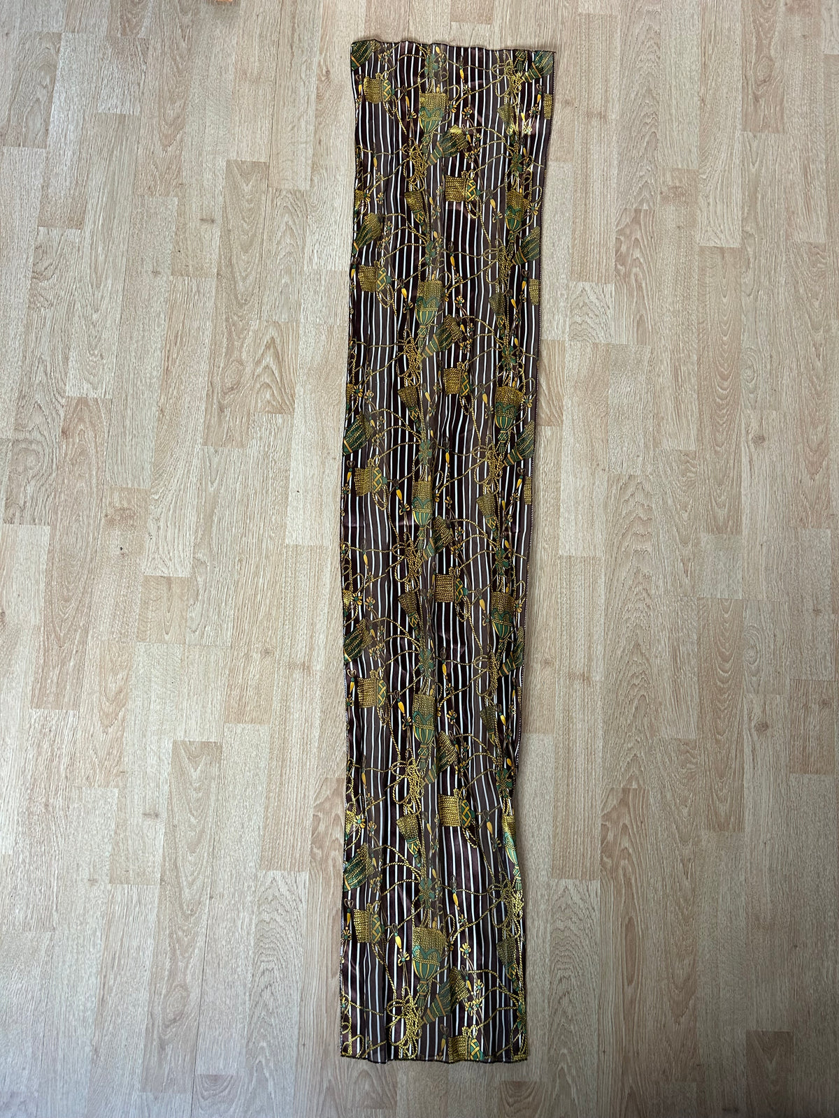Brown stripy and tassel scarf