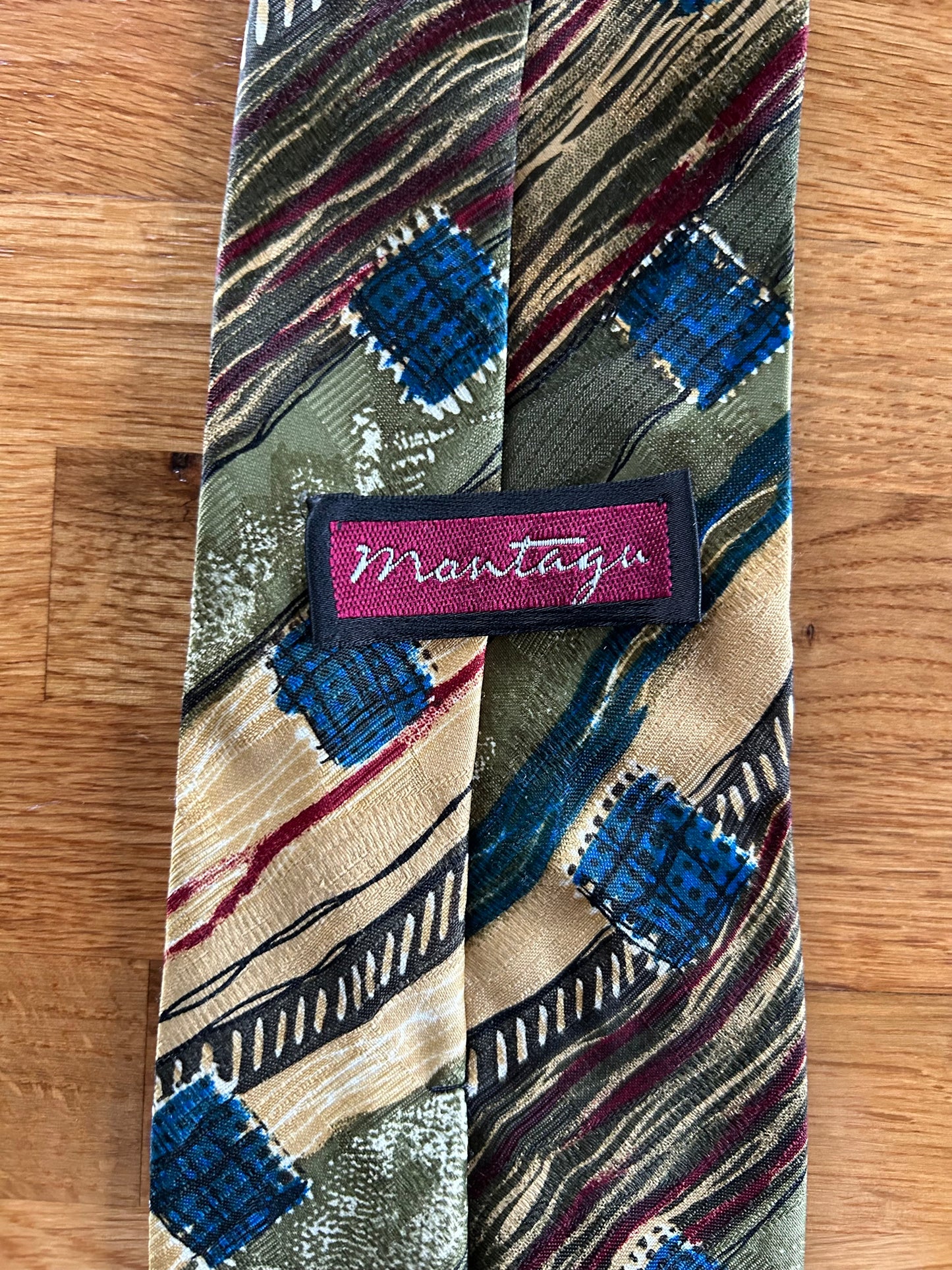 Beige green abstract tie