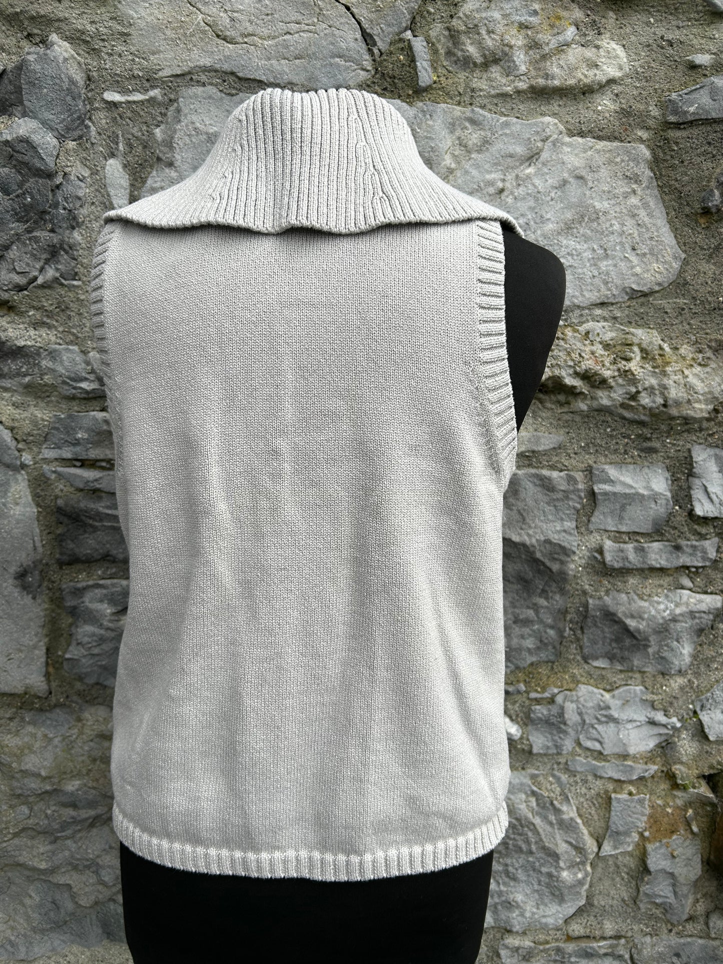 Zip up cream knitted sleeveless top uk 10-12