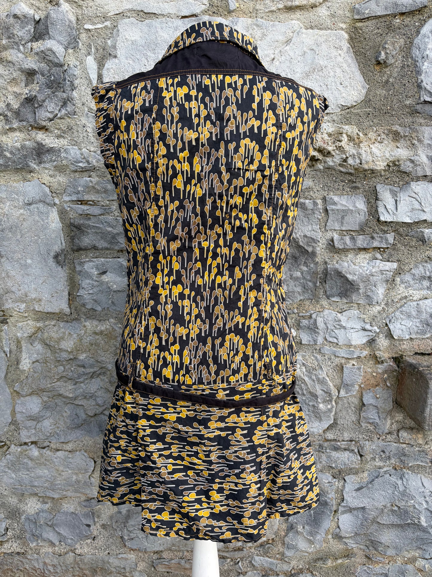 Brown abstract pattern sleeveless dress uk 8-10