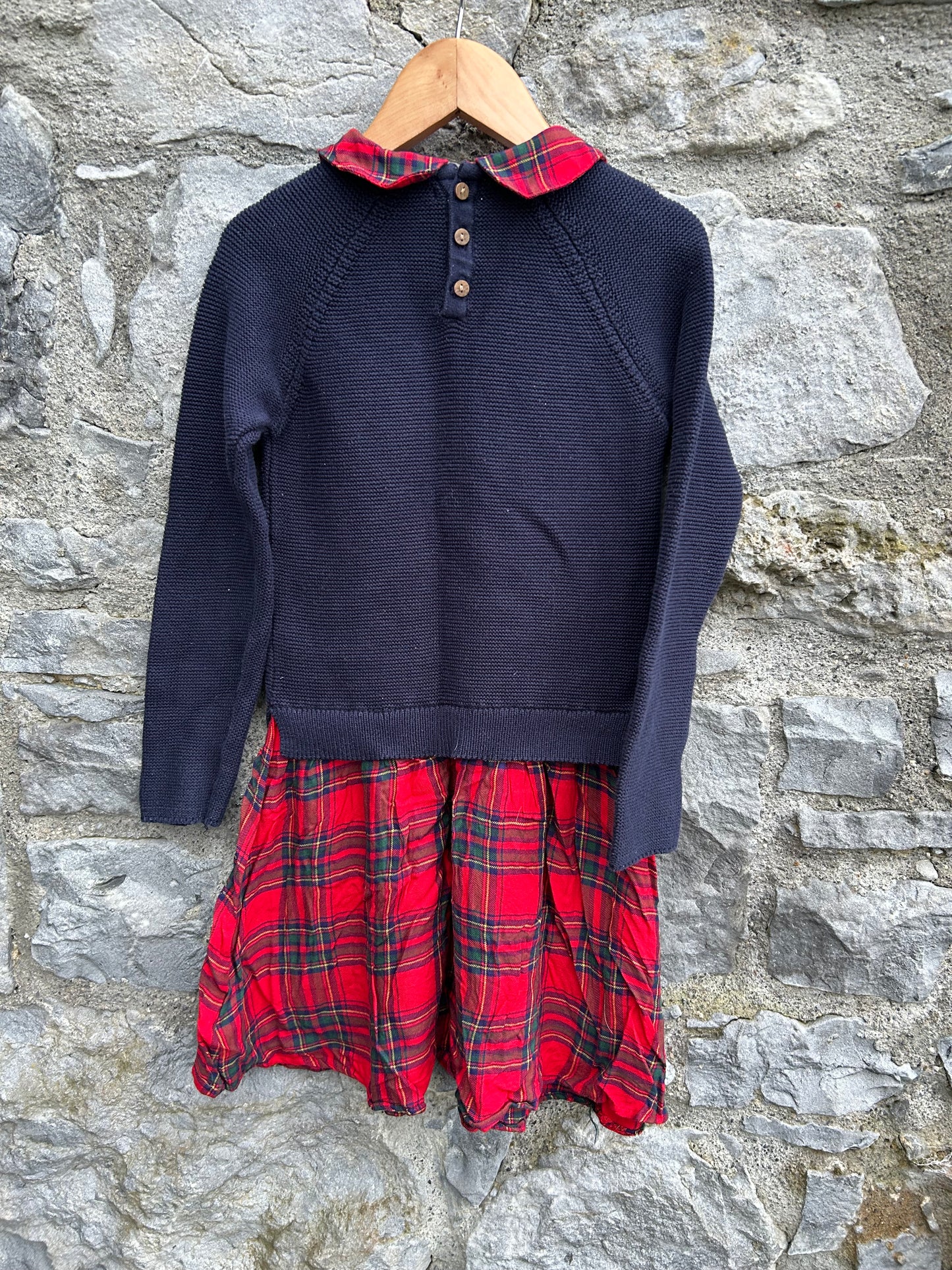 Navy&red check dress  5-6y (110-116cm)