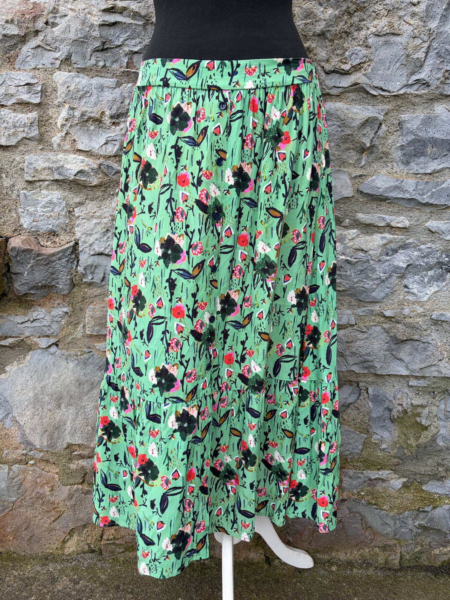 Green floral skirt uk 10-12