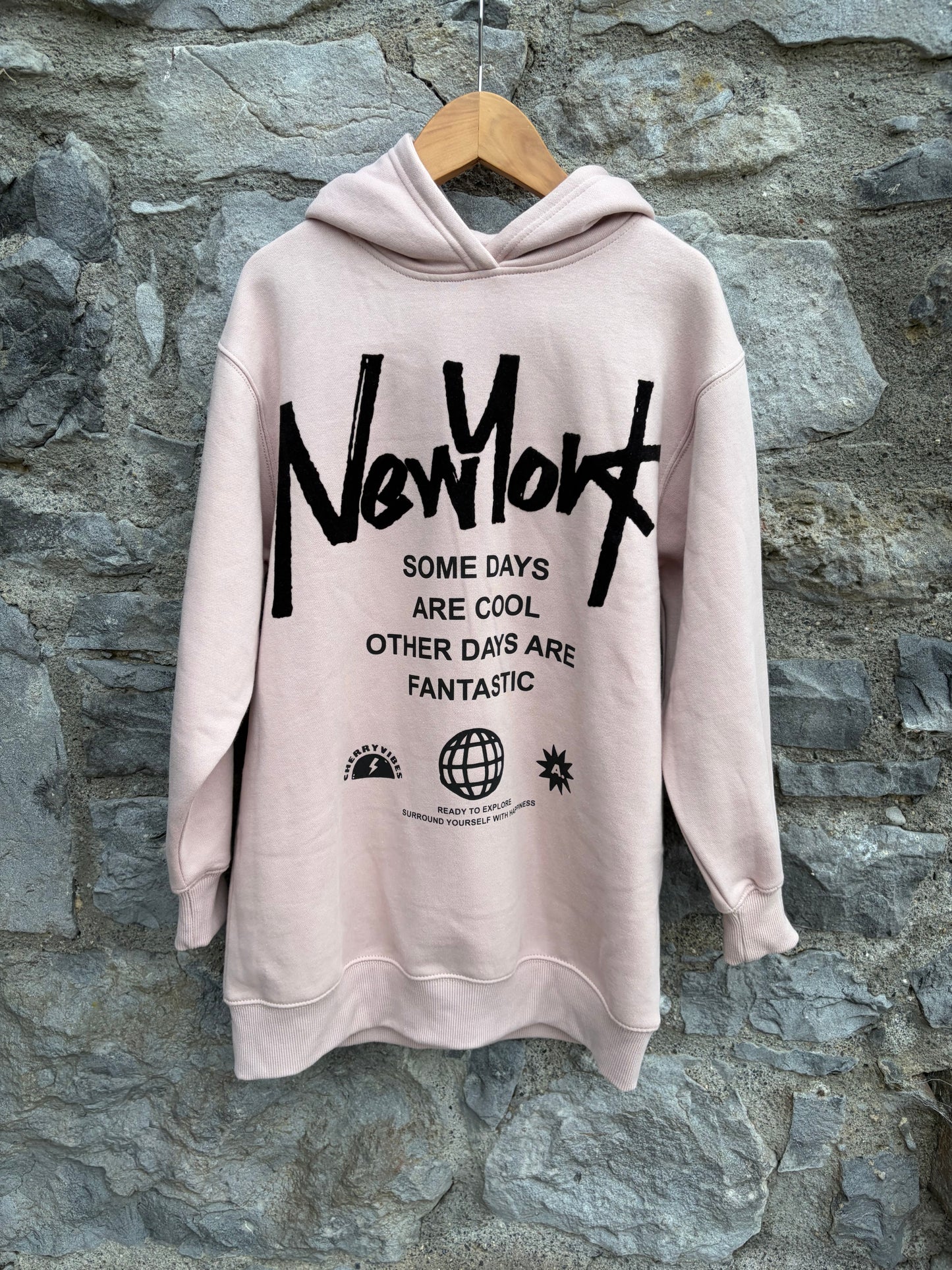 Dusty pink hooded sweat dress  8-9y (128-134cm)