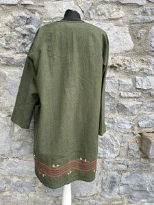 Khaki wool embroidered dress uk 12-14