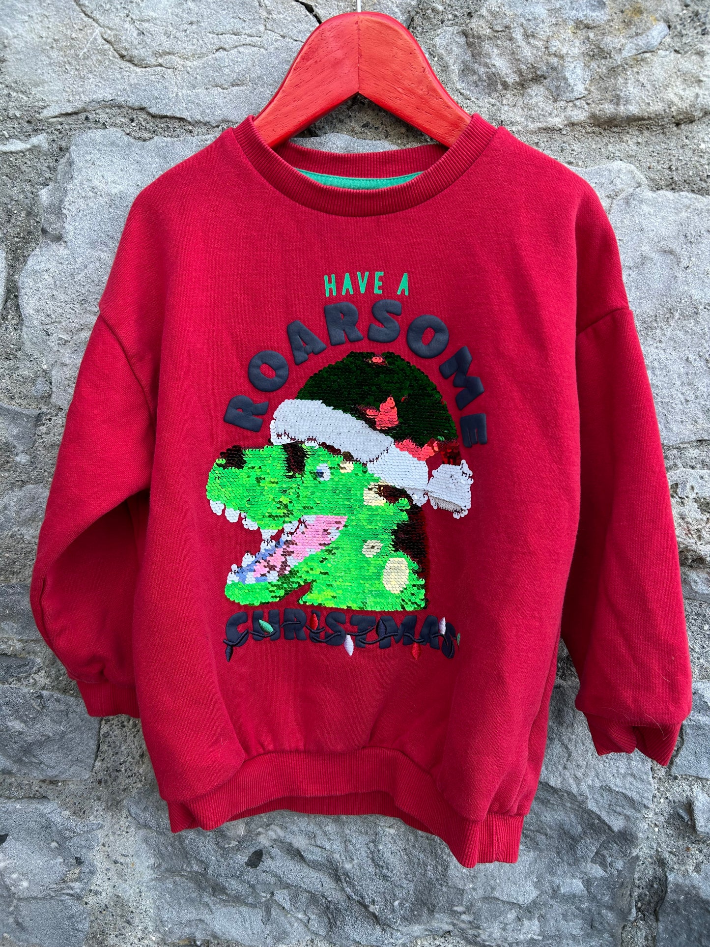 Sequin T-rex red sweatshirt  4-5y (104-110cm)