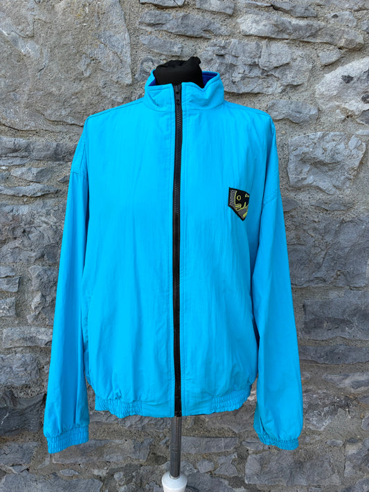 80s Hawaiian style blue jacket Small