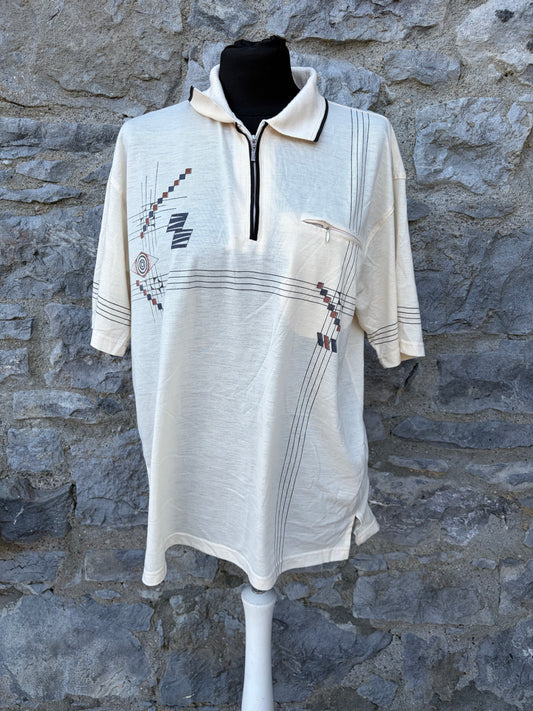 90s beige polo top Medium