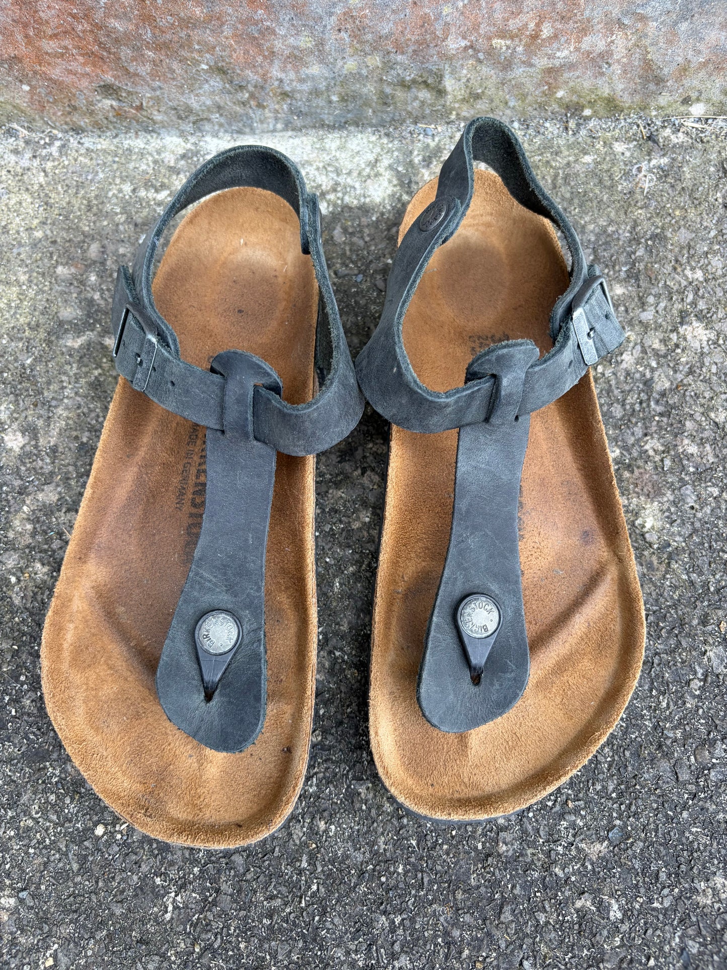 Kairo black oiled leather sandals  uk 5 (eu 38)